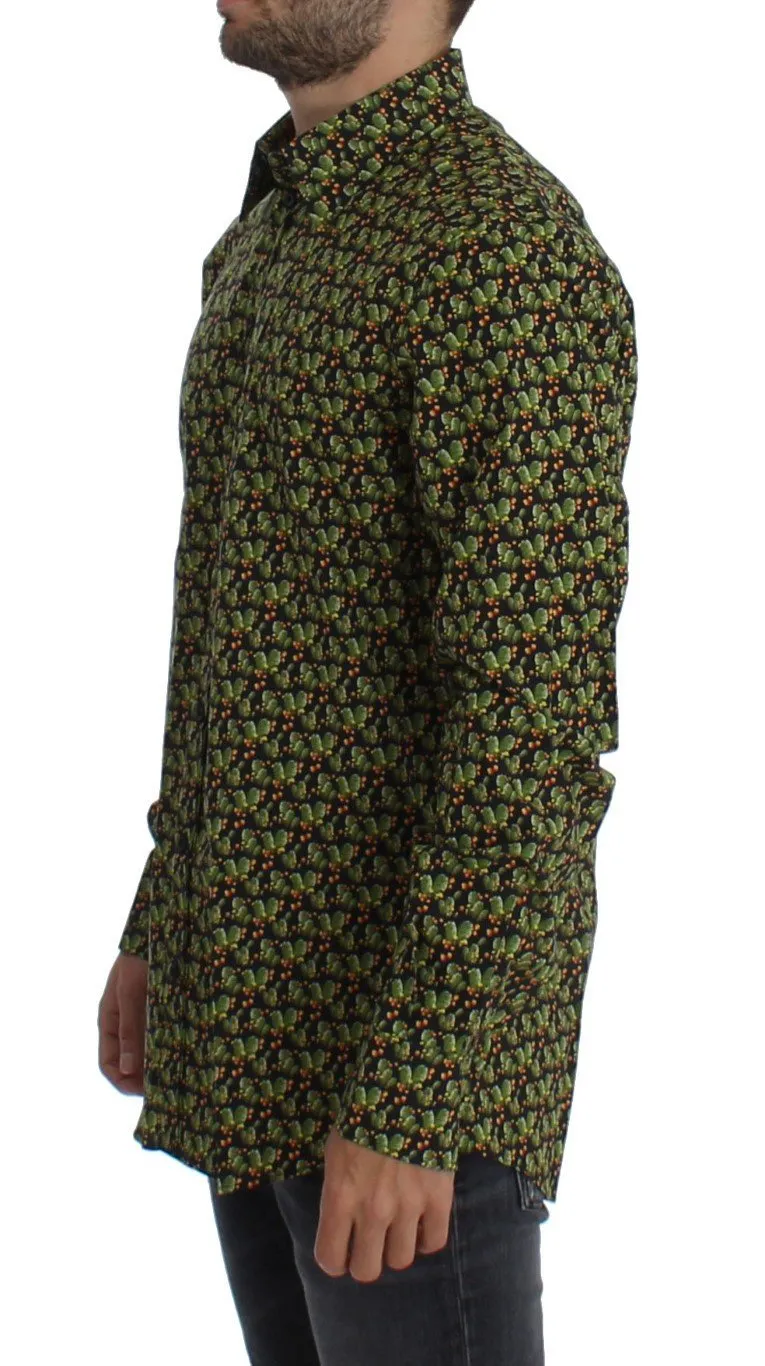 Green Cactus Print GOLD Slim Fit Dress Shirt