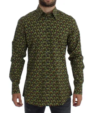 Green Cactus Print GOLD Slim Fit Dress Shirt