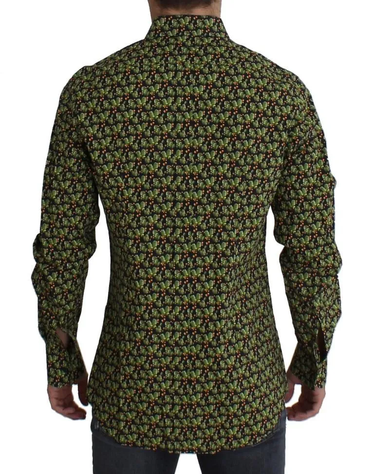 Green Cactus Print GOLD Slim Fit Dress Shirt