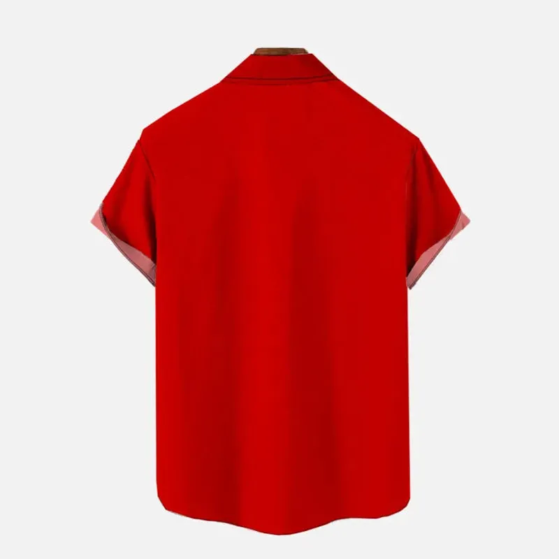 Greeting Bears Wearing Santa Hat Printing Short Sleeve Shirt