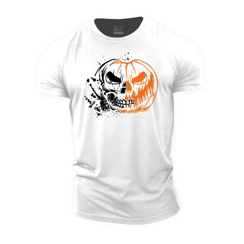 Halloween Skull Pumpkin Cotton T-Shirt