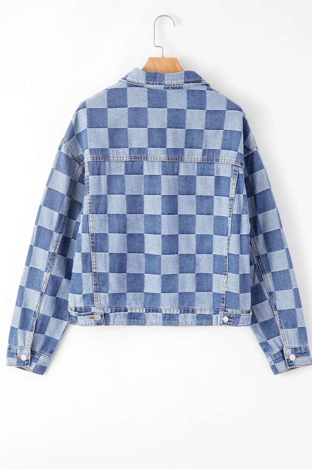 Harper Checkered Button Up Denim Jacket