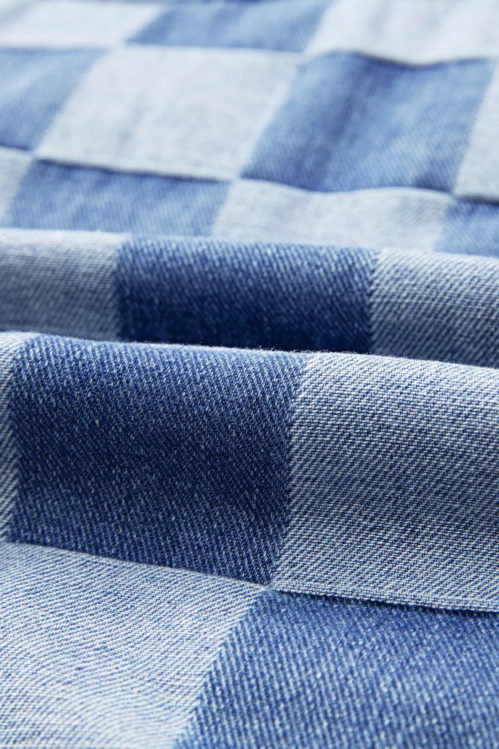 Harper Checkered Button Up Denim Jacket
