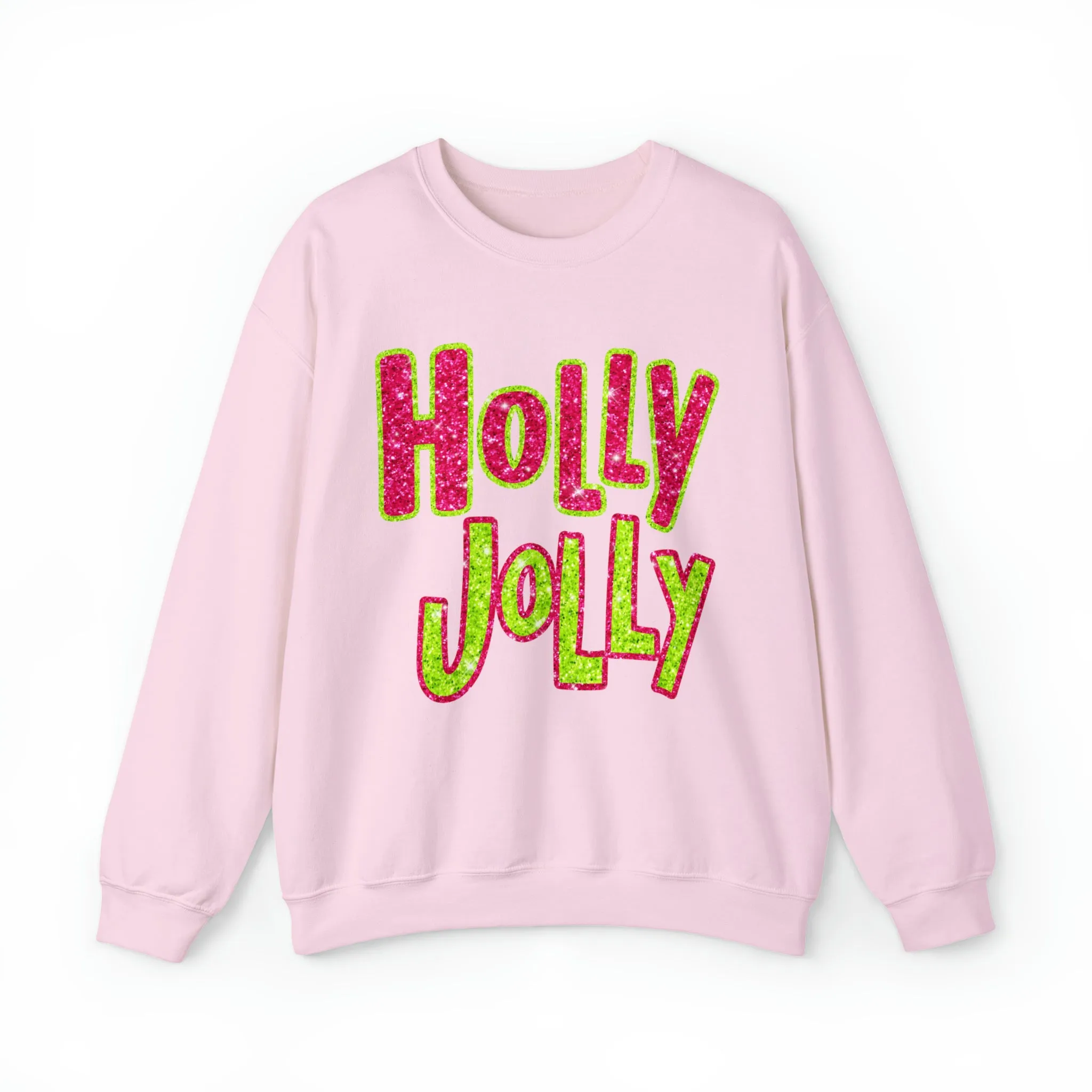 Hazel Blues® |  Holly Jolly Faux Glitter Graphic Sweatshirt