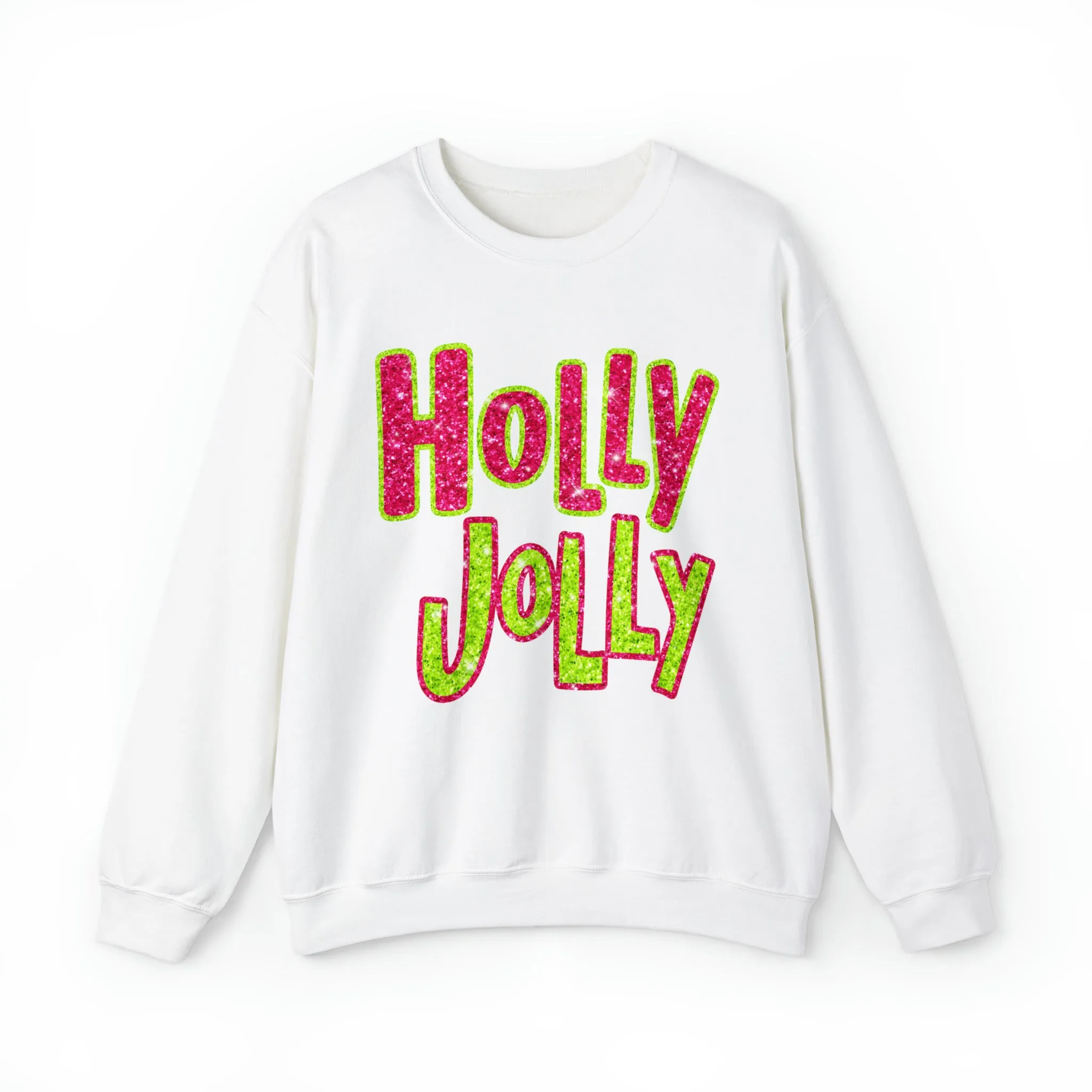 Hazel Blues® |  Holly Jolly Faux Glitter Graphic Sweatshirt