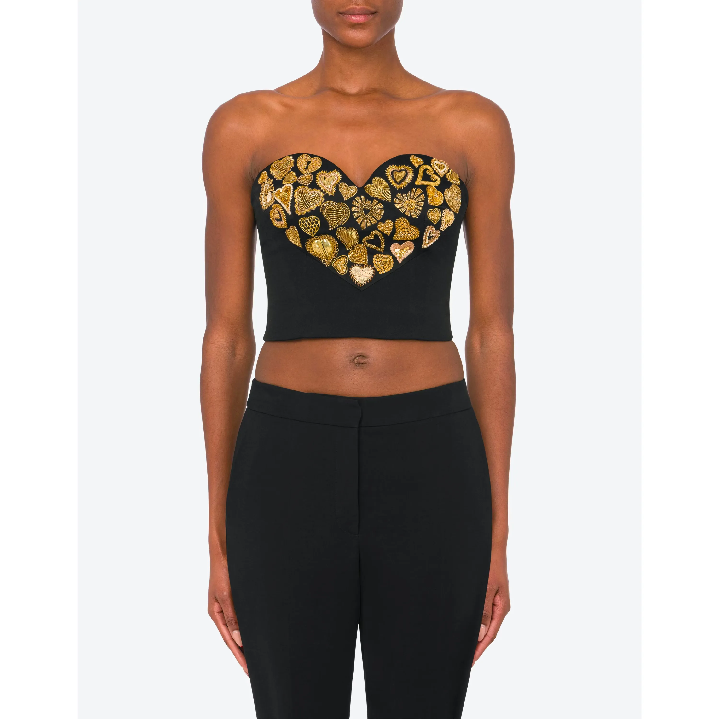 Heart-Embellished Strapless Bustier Top