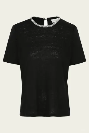 Illustration Embellished Tee in Black