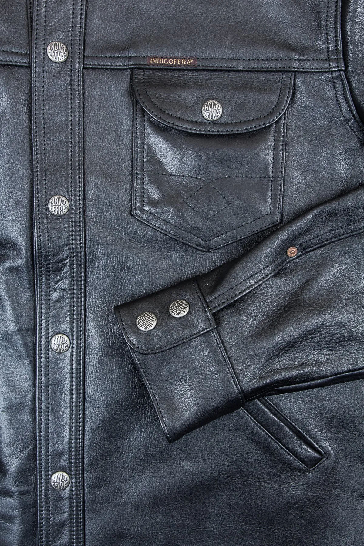 Indigofera Eagle Rising Black Horsehide Leather Jacket
