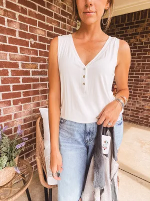 Ivory Front Button Tank