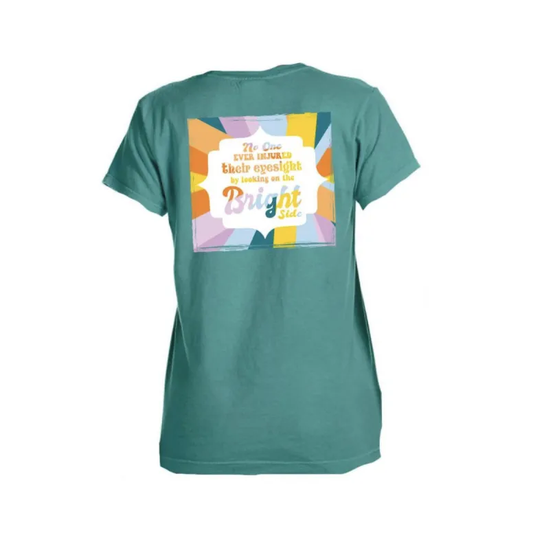 Jane Marie Looking at the Bright Side T-Shirt - Seafoam Crew Neck