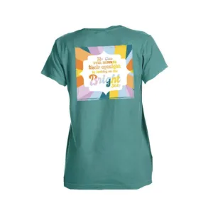 Jane Marie Looking at the Bright Side T-Shirt - Seafoam Crew Neck