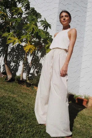 Jonathan Wide Leg Pant Sand Stripe