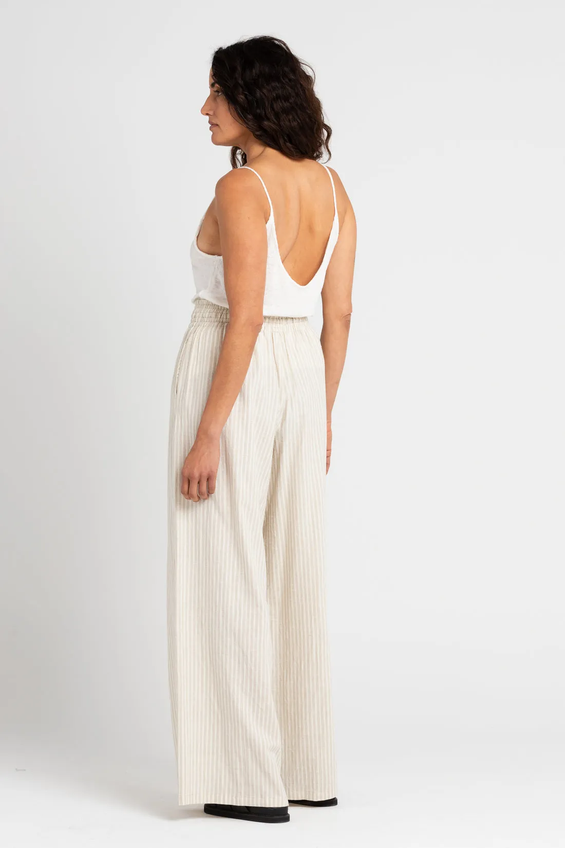 Jonathan Wide Leg Pant Sand Stripe