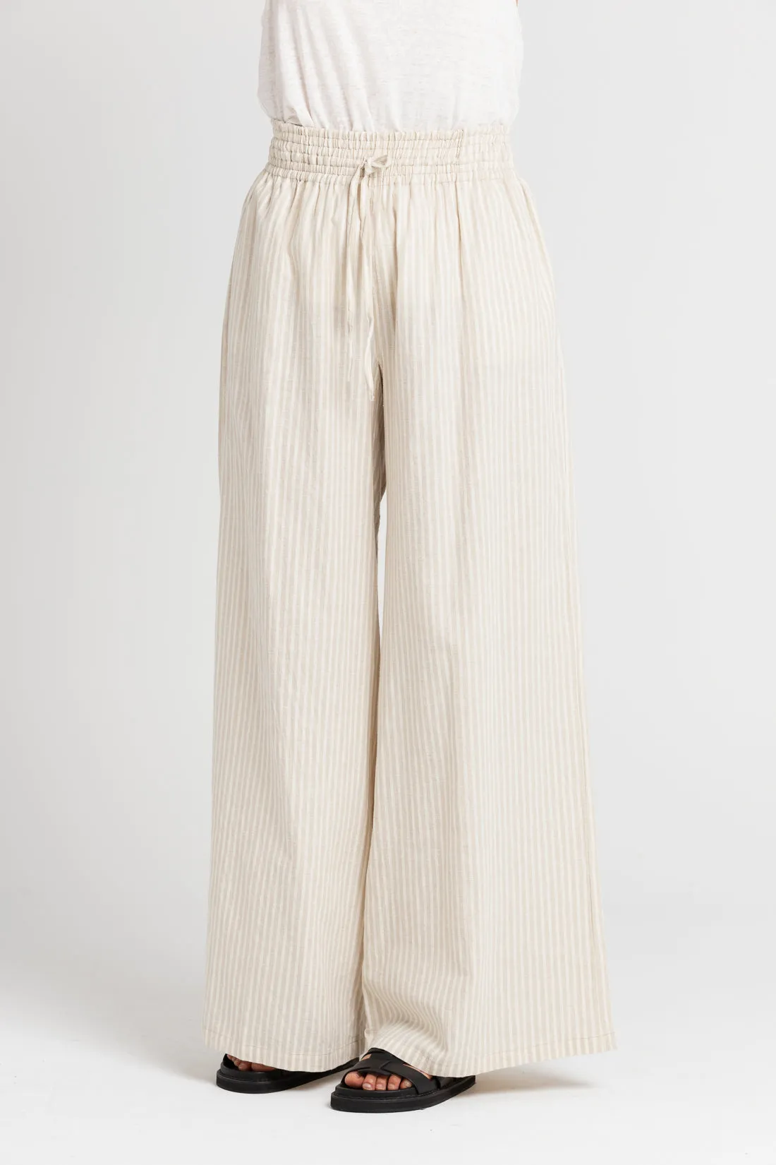 Jonathan Wide Leg Pant Sand Stripe