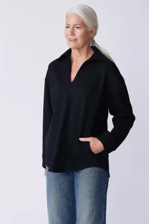 Julian Collared Pullover - Black
