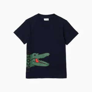 Kid's Printed Crocodile Cotton Crew Neck T-Shirt