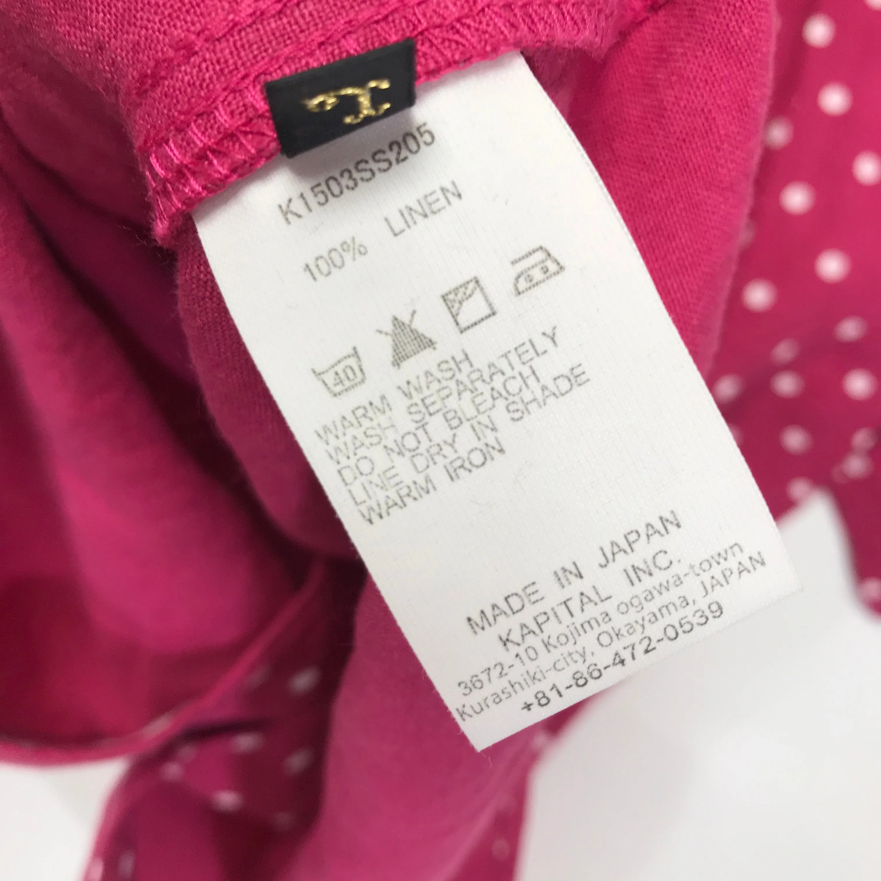[L] Kapital Polka Dot Linen S/S Shirt Pink
