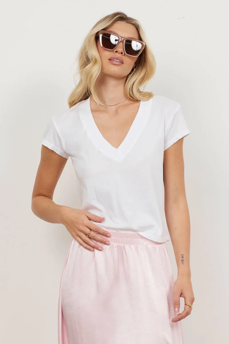 LA Made Suri Deep V Cap Sleeve Tee