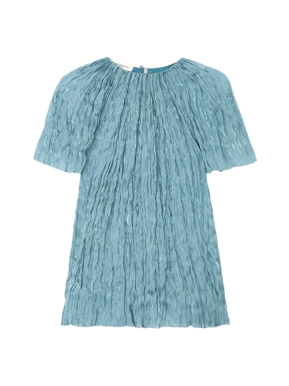 Lafayette 148 Short Sleeve Plissé Blouse in Lagoon Green