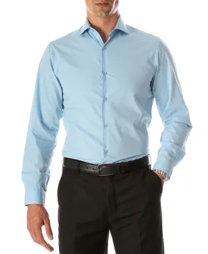 Leo Mens Sky Blue Slim Fit Cotton Dress Shirt