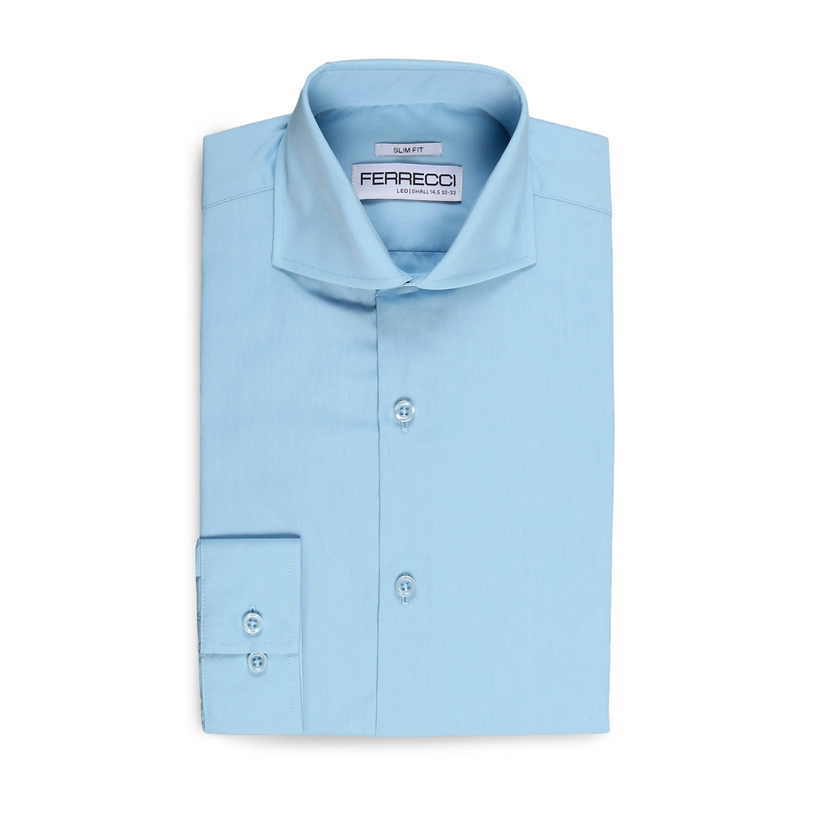 Leo Mens Sky Blue Slim Fit Cotton Dress Shirt