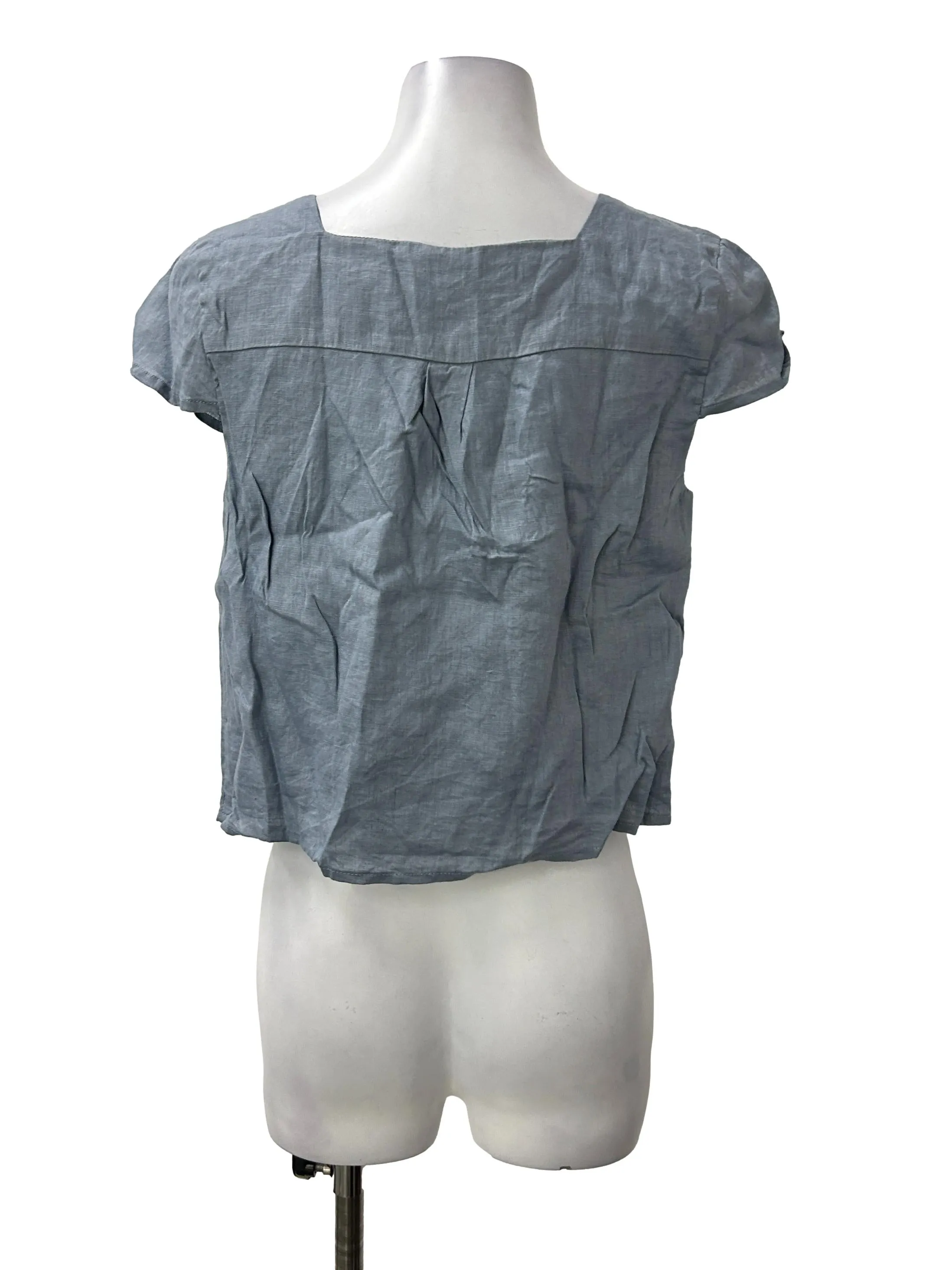 Light Blue Linen Cap Sleeve Top TEM