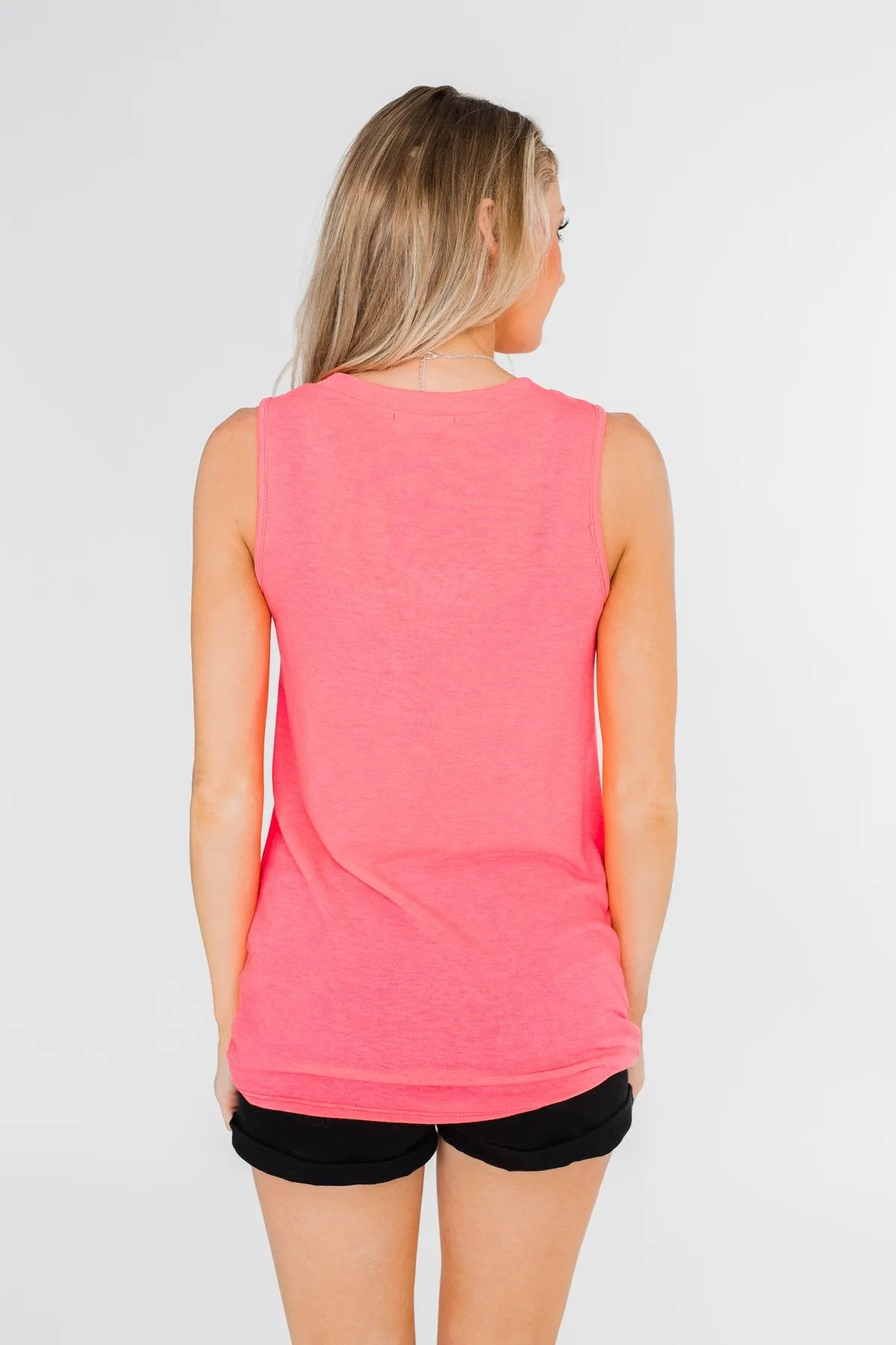 Living for Leopard Tie Tank Top- Neon Pink