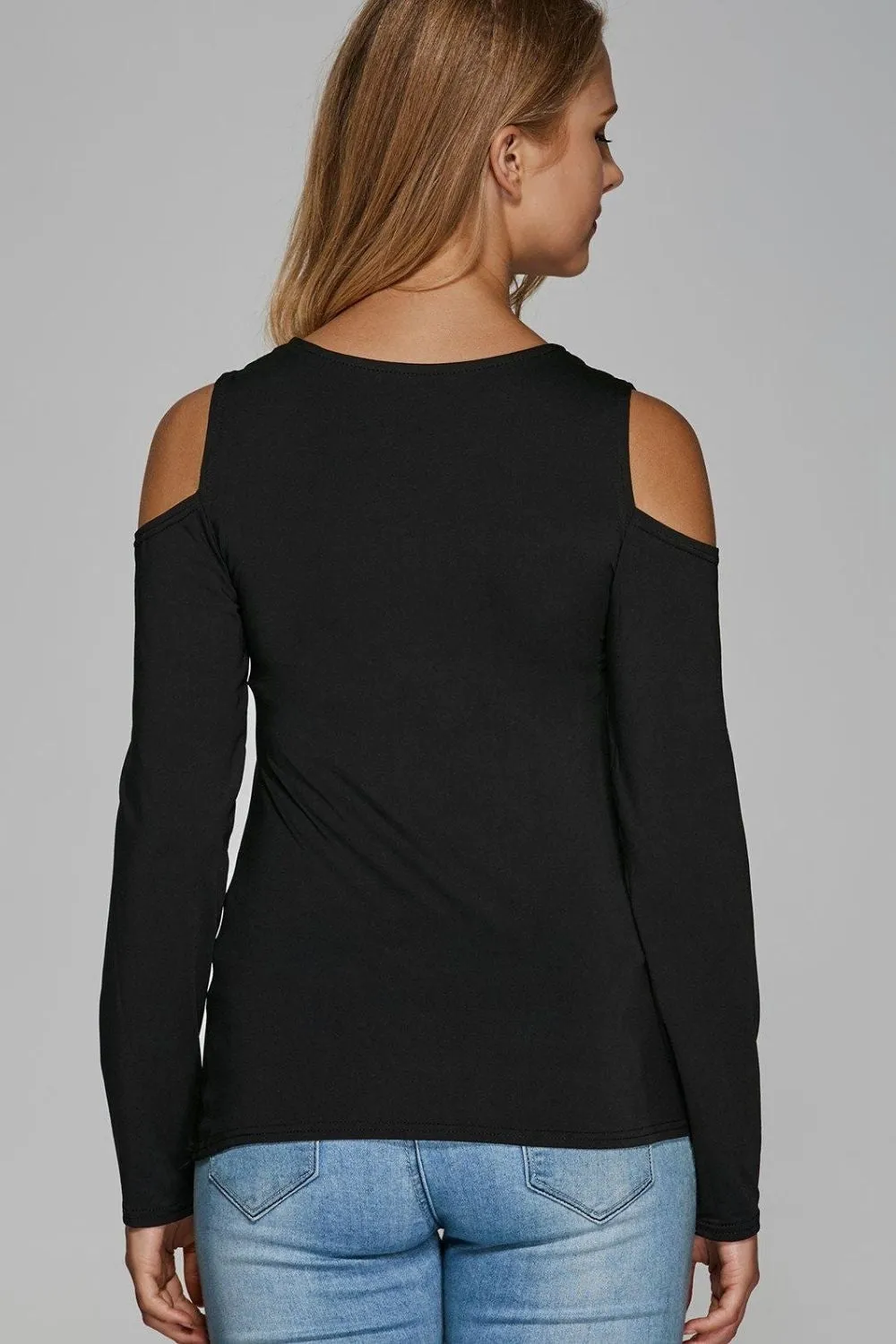 Lovely Black Cold Shoulder Top