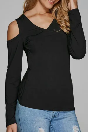 Lovely Black Cold Shoulder Top