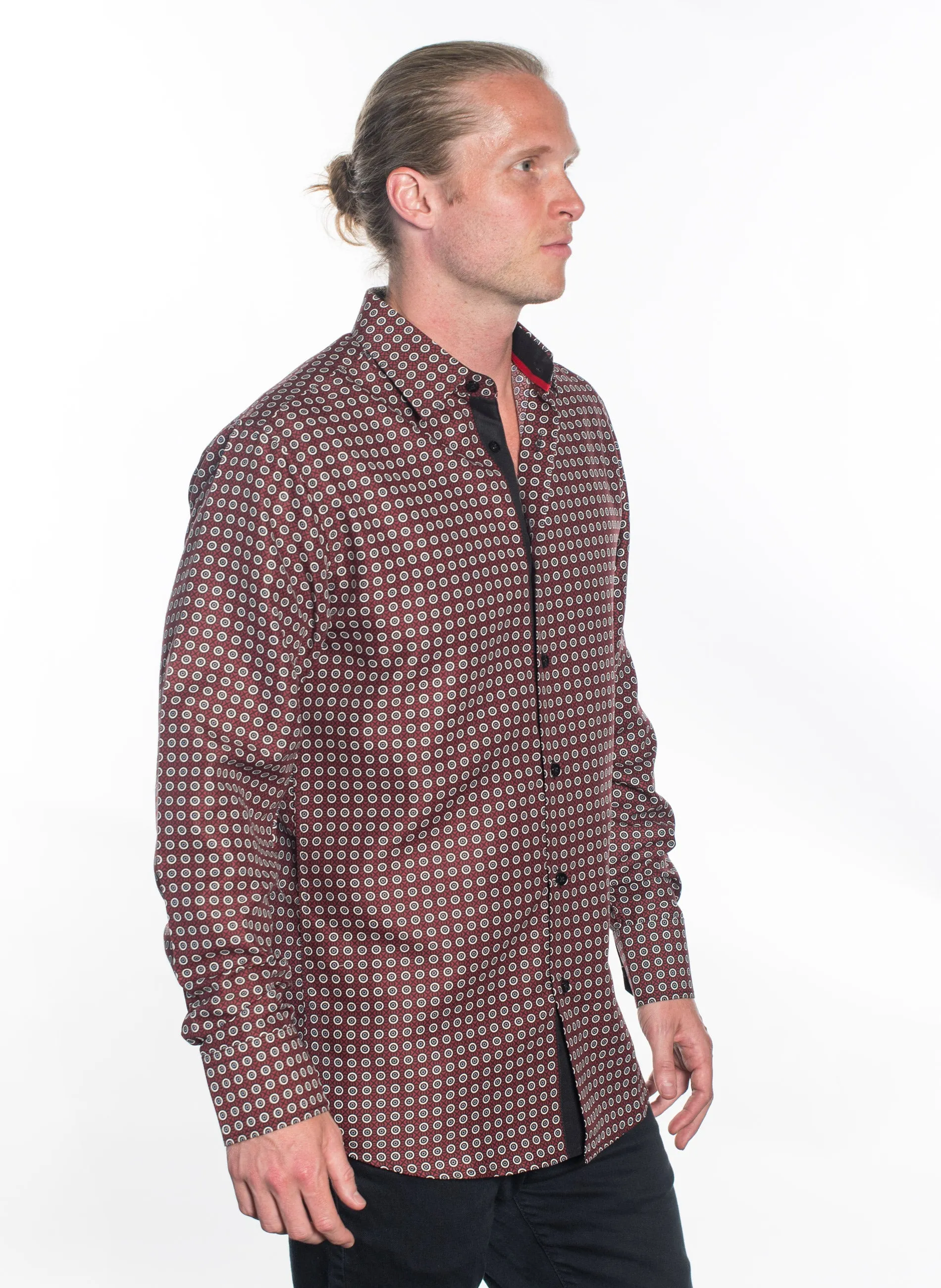 LSWG-389 MEN'S PRINTED LONG SLEEVE DRESS SHIRT