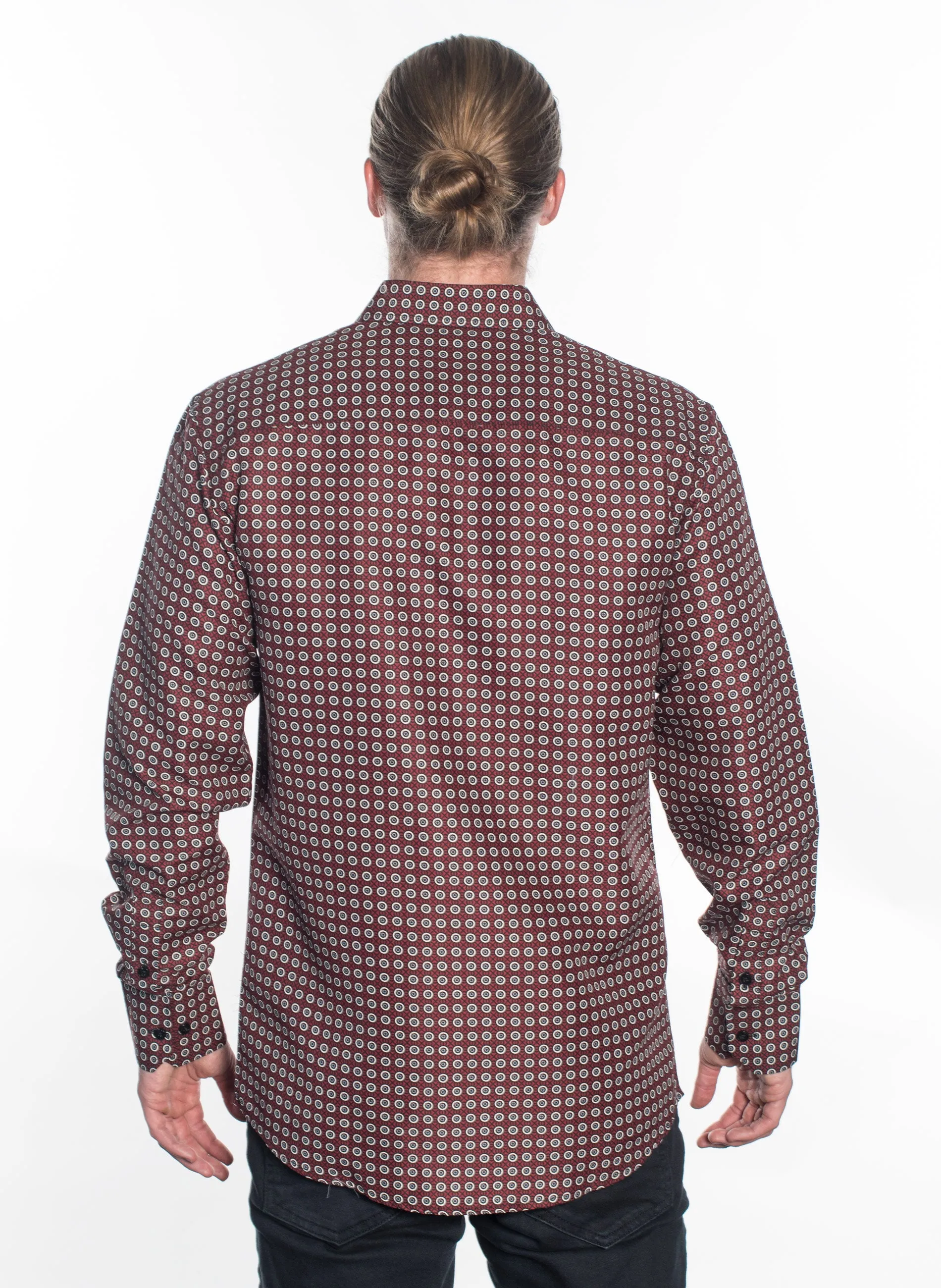 LSWG-389 MEN'S PRINTED LONG SLEEVE DRESS SHIRT