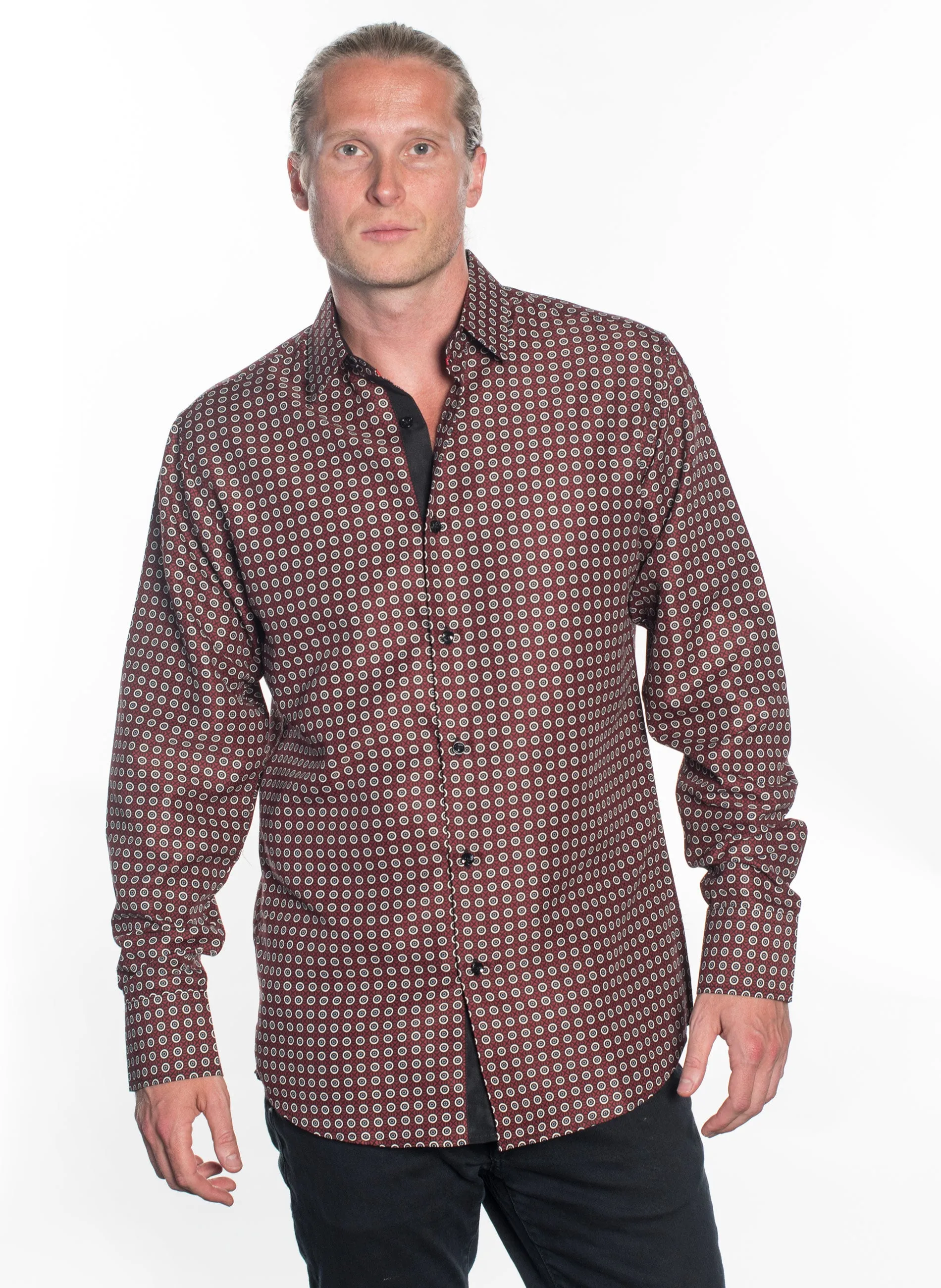 LSWG-389 MEN'S PRINTED LONG SLEEVE DRESS SHIRT