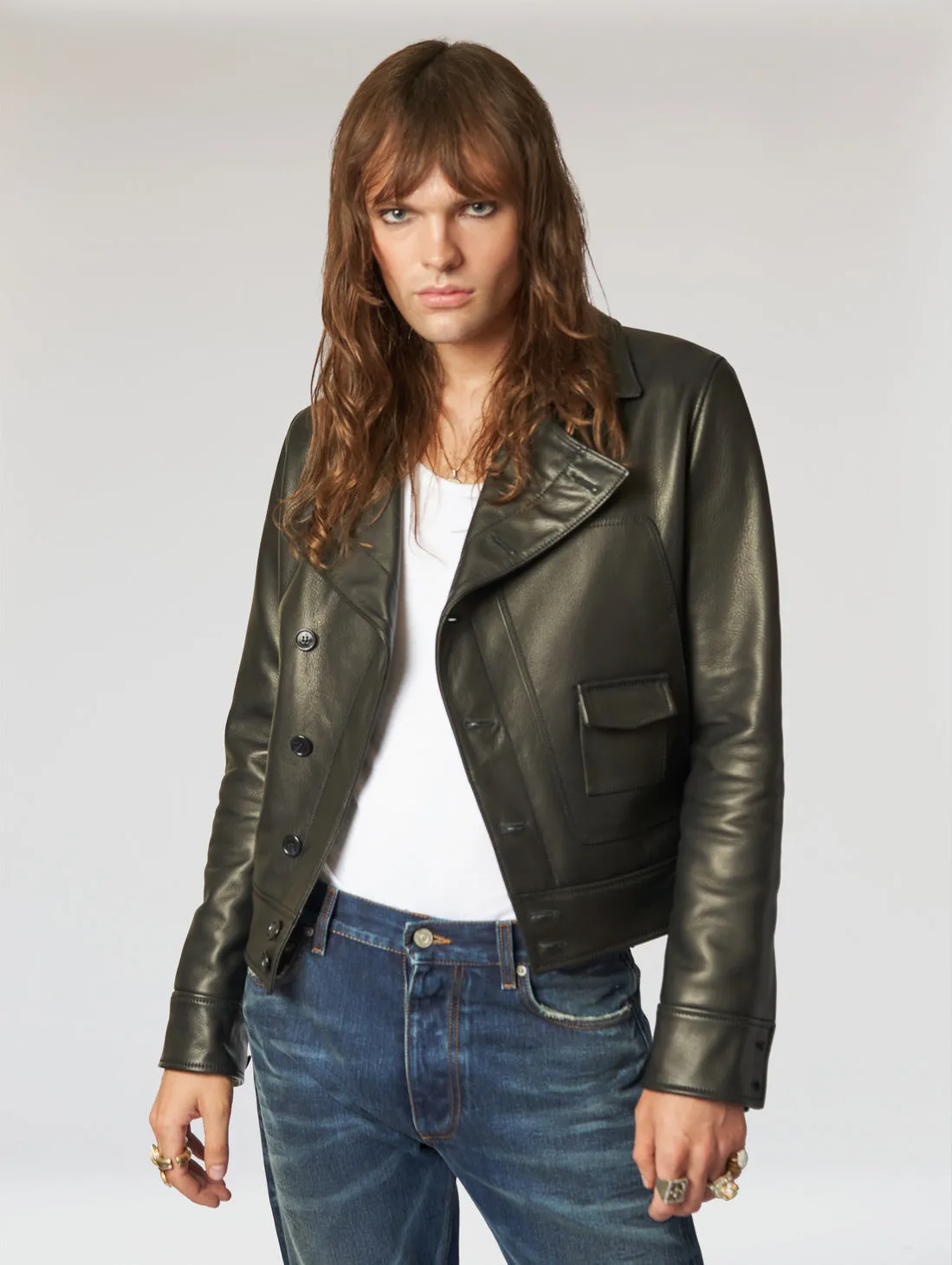 LUCAS BIKER LEATHER JACKET IN BLACK - Man