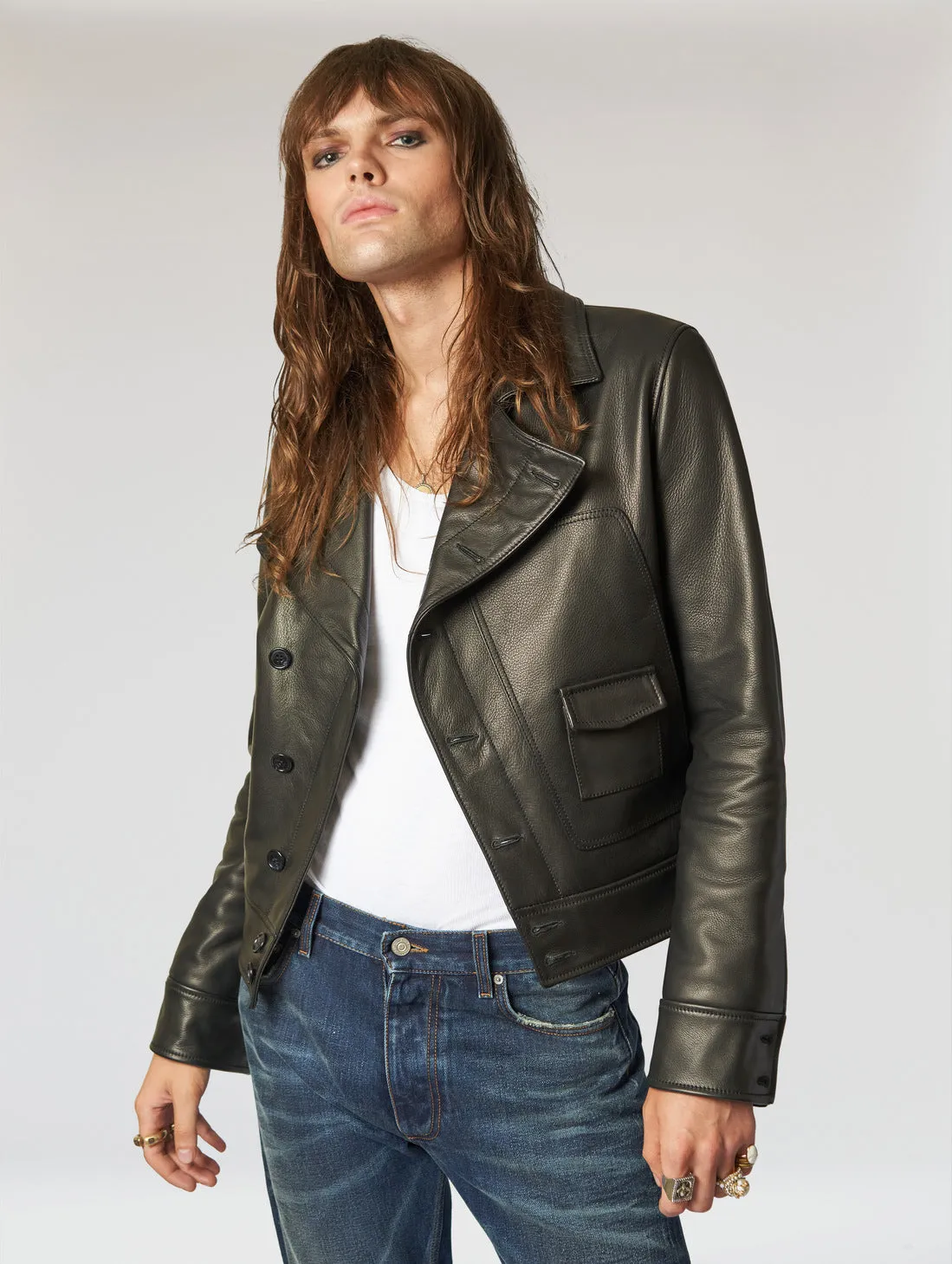 LUCAS BIKER LEATHER JACKET IN BLACK - Man