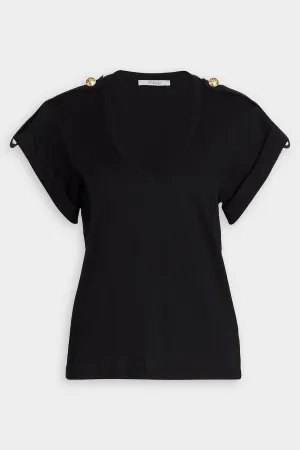 Lynne V-Neck Tee Top in Black