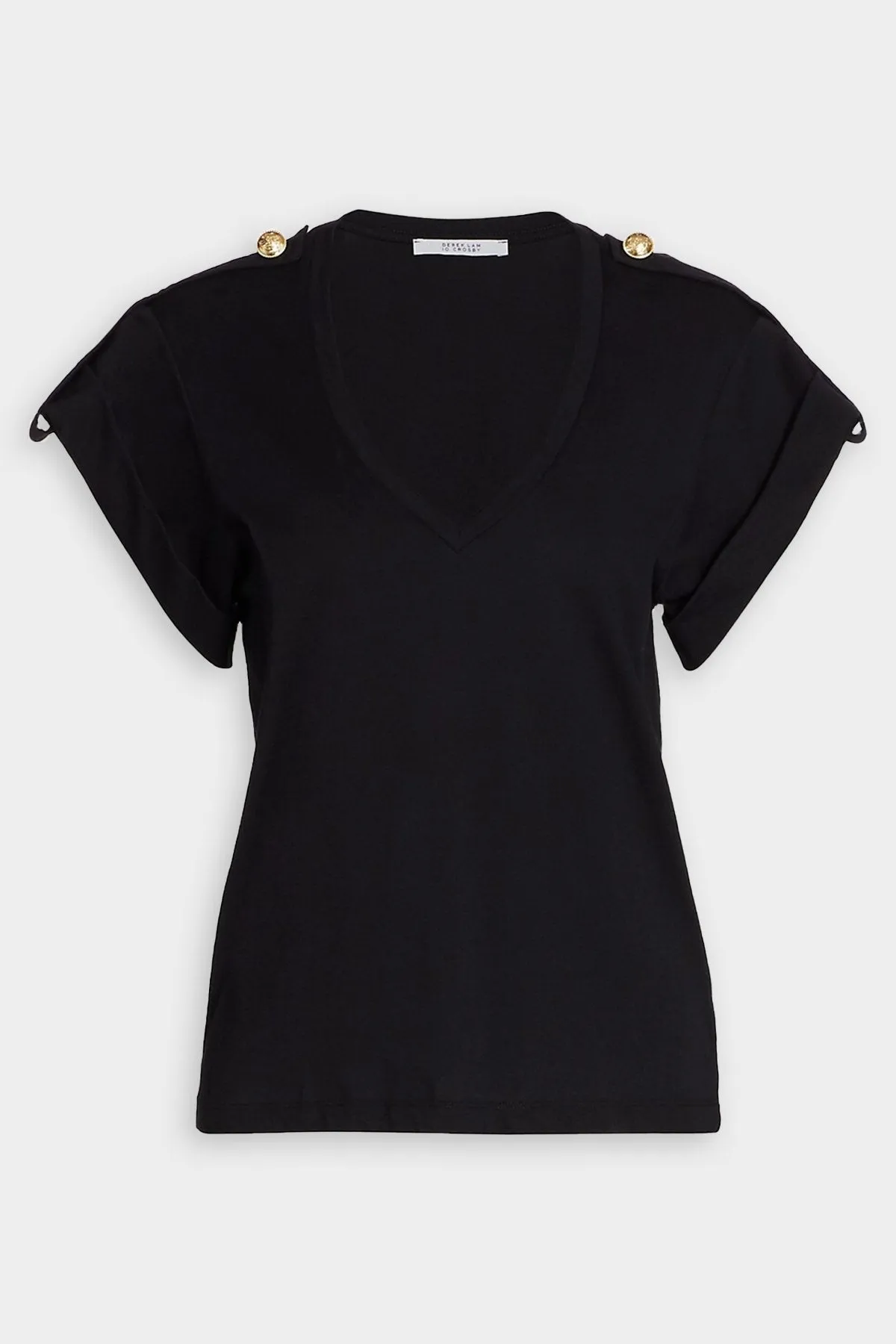 Lynne V-Neck Tee Top in Black