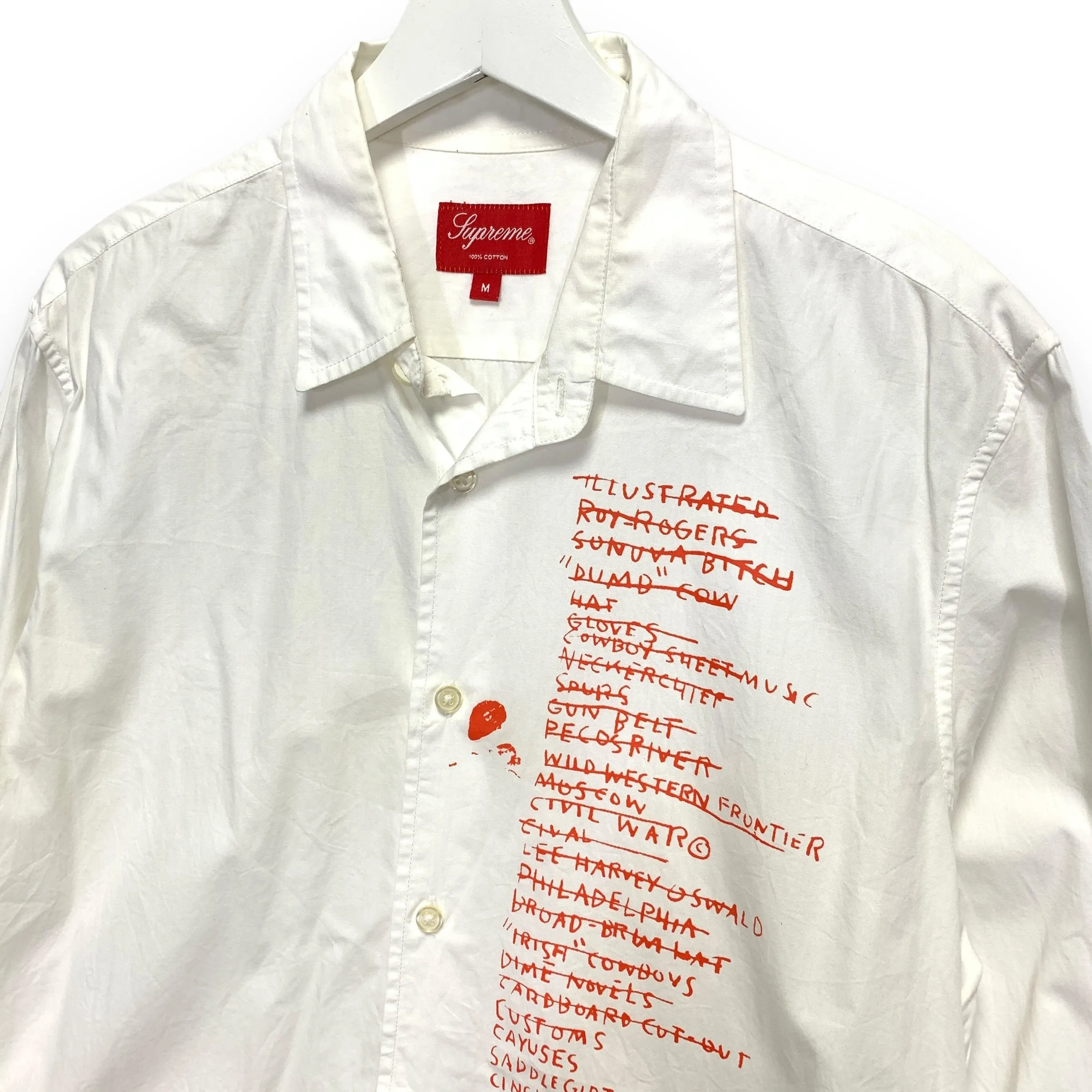 [M] Supreme FW14 Basquiat L/S Button Down Shirt White