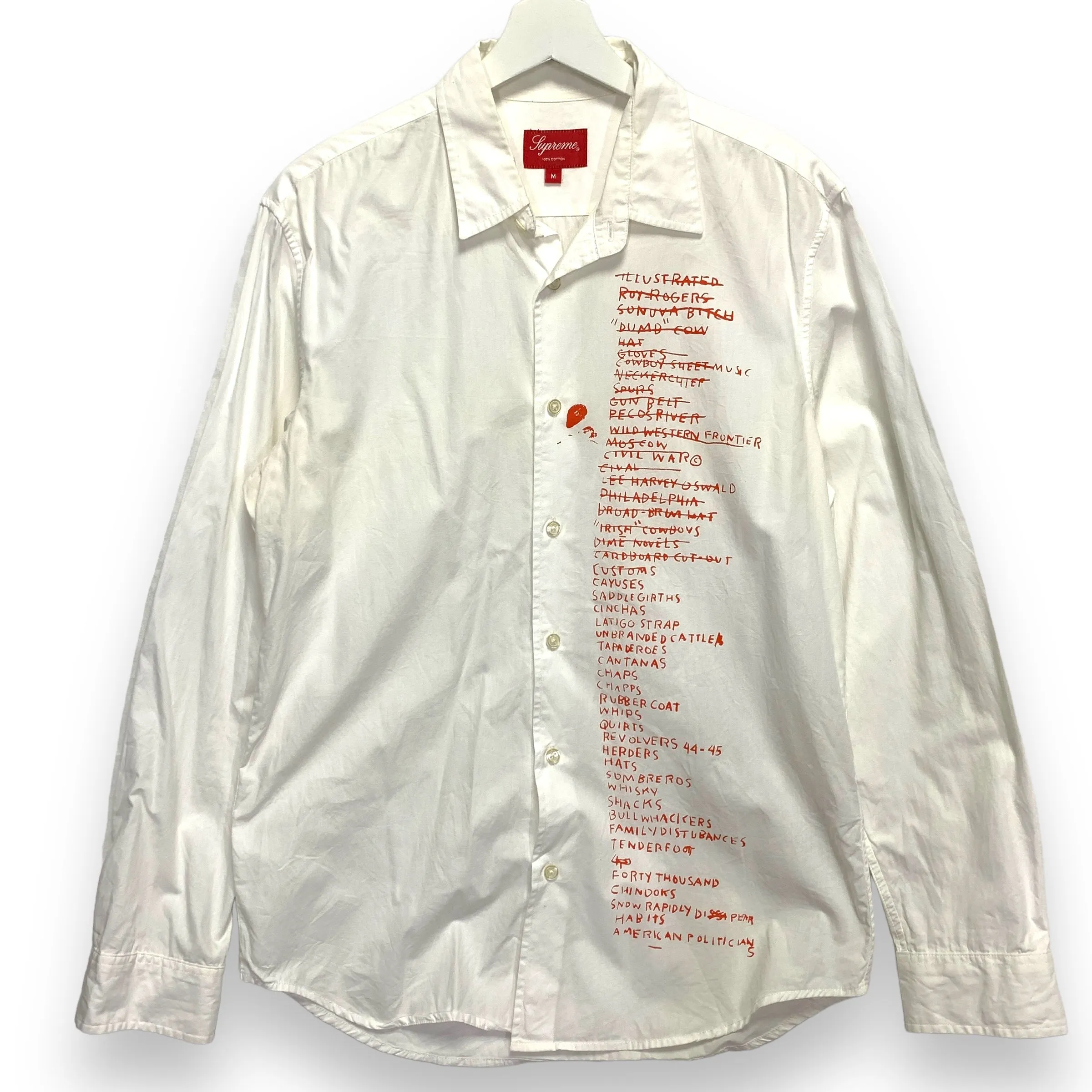 [M] Supreme FW14 Basquiat L/S Button Down Shirt White