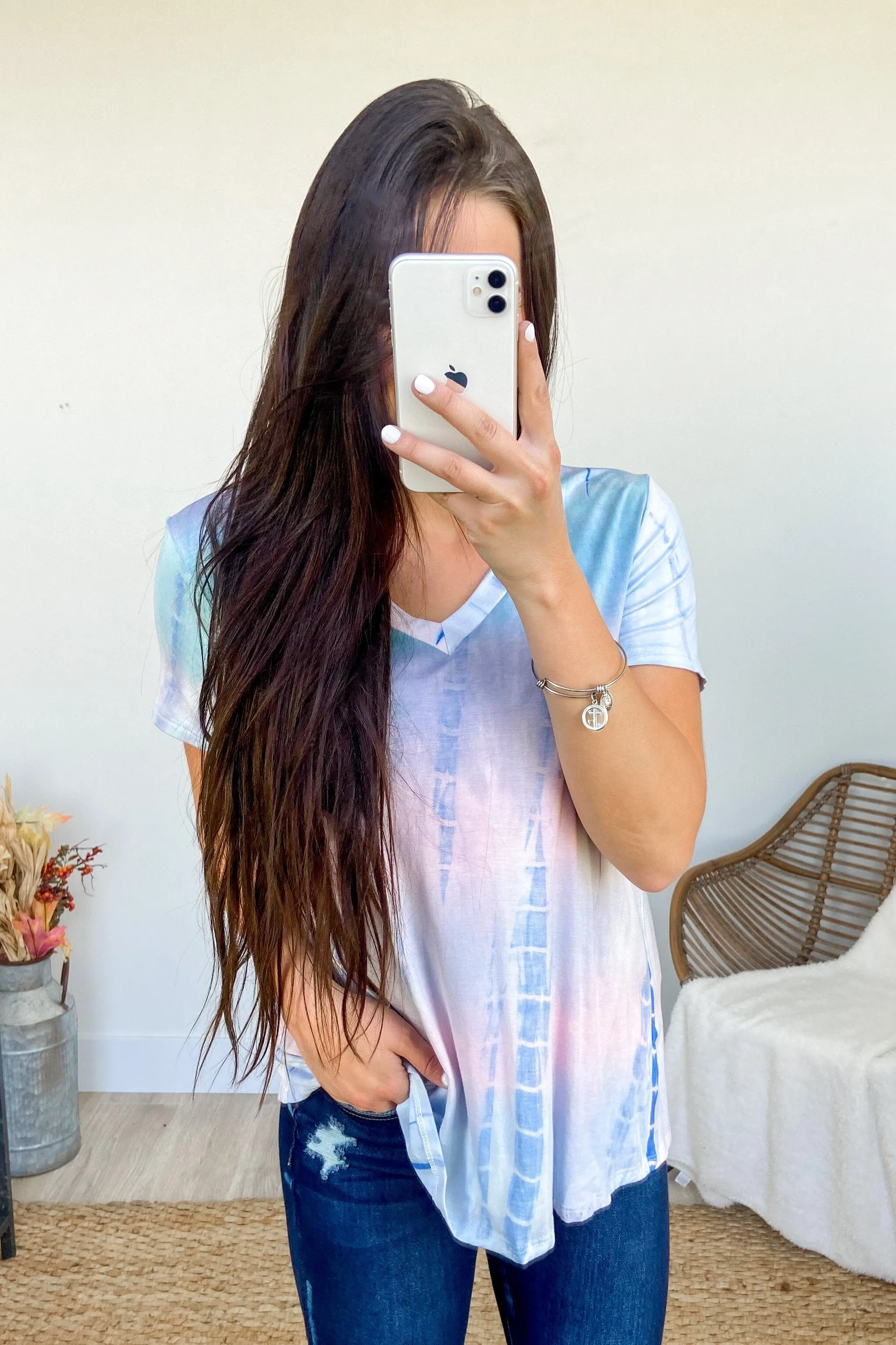 Make Your Mark Tie Dye V-Neck Top- Multi
