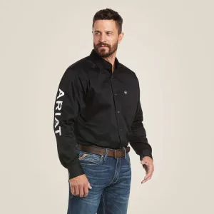 Men's Ariat Black Button-Down Team Shirt with White Logo