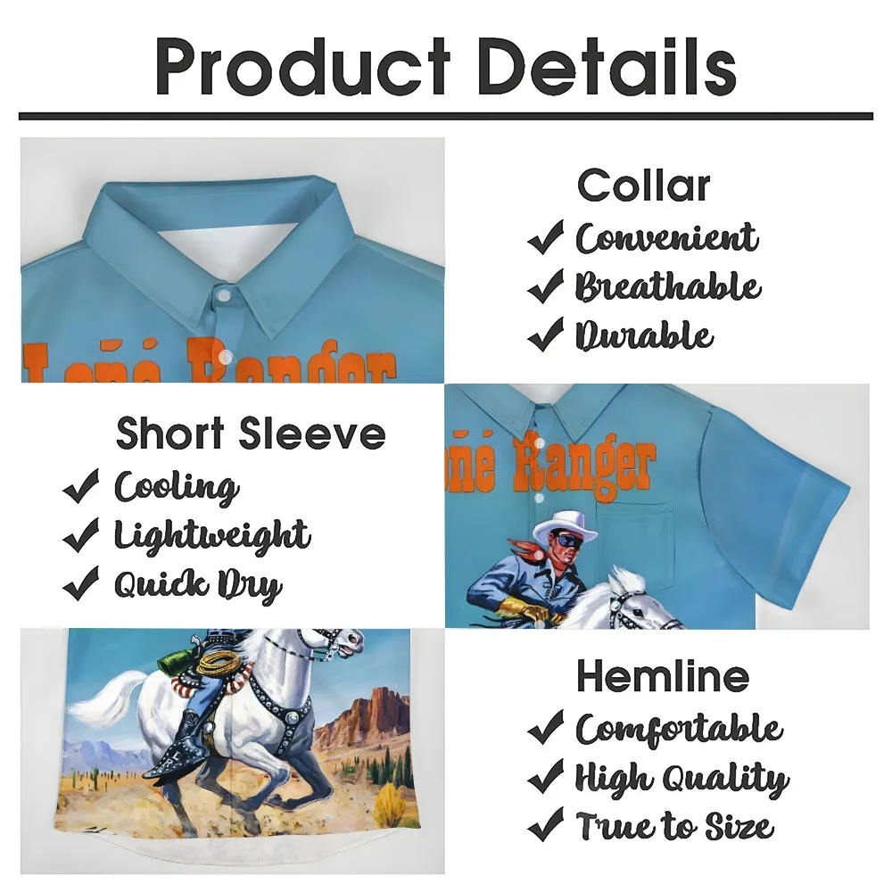 Men's Lone Ranger Retro Print Short Sleeve Shirt 2501006594
