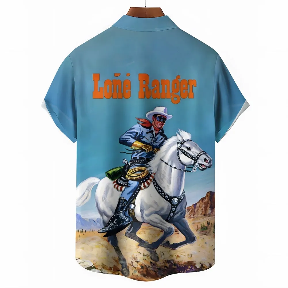Men's Lone Ranger Retro Print Short Sleeve Shirt 2501006594