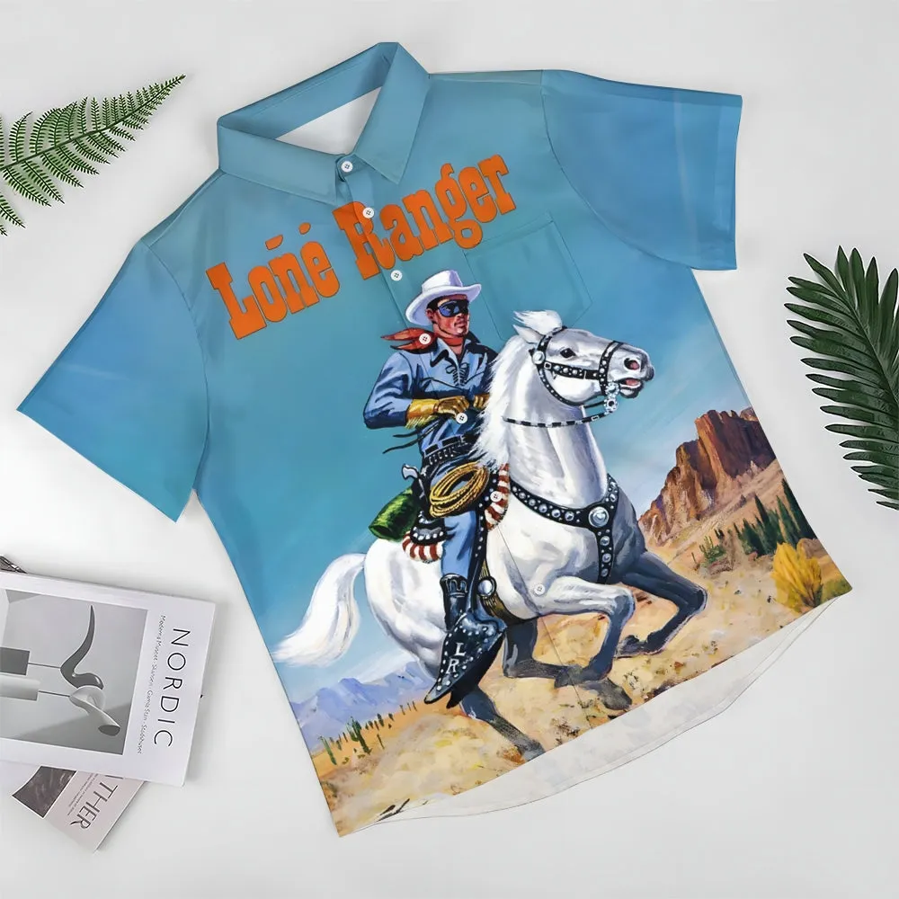 Men's Lone Ranger Retro Print Short Sleeve Shirt 2501006594