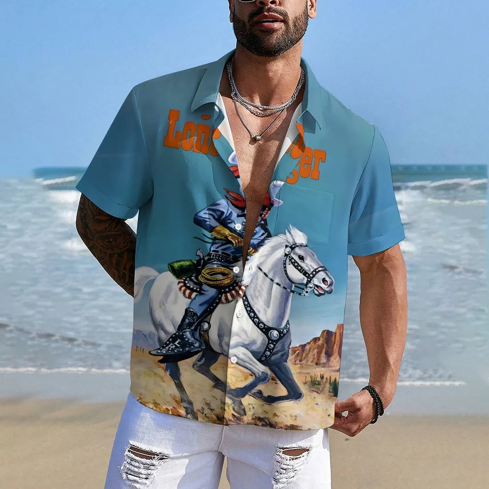 Men's Lone Ranger Retro Print Short Sleeve Shirt 2501006594