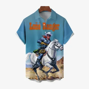 Men's Lone Ranger Retro Print Short Sleeve Shirt 2501006594