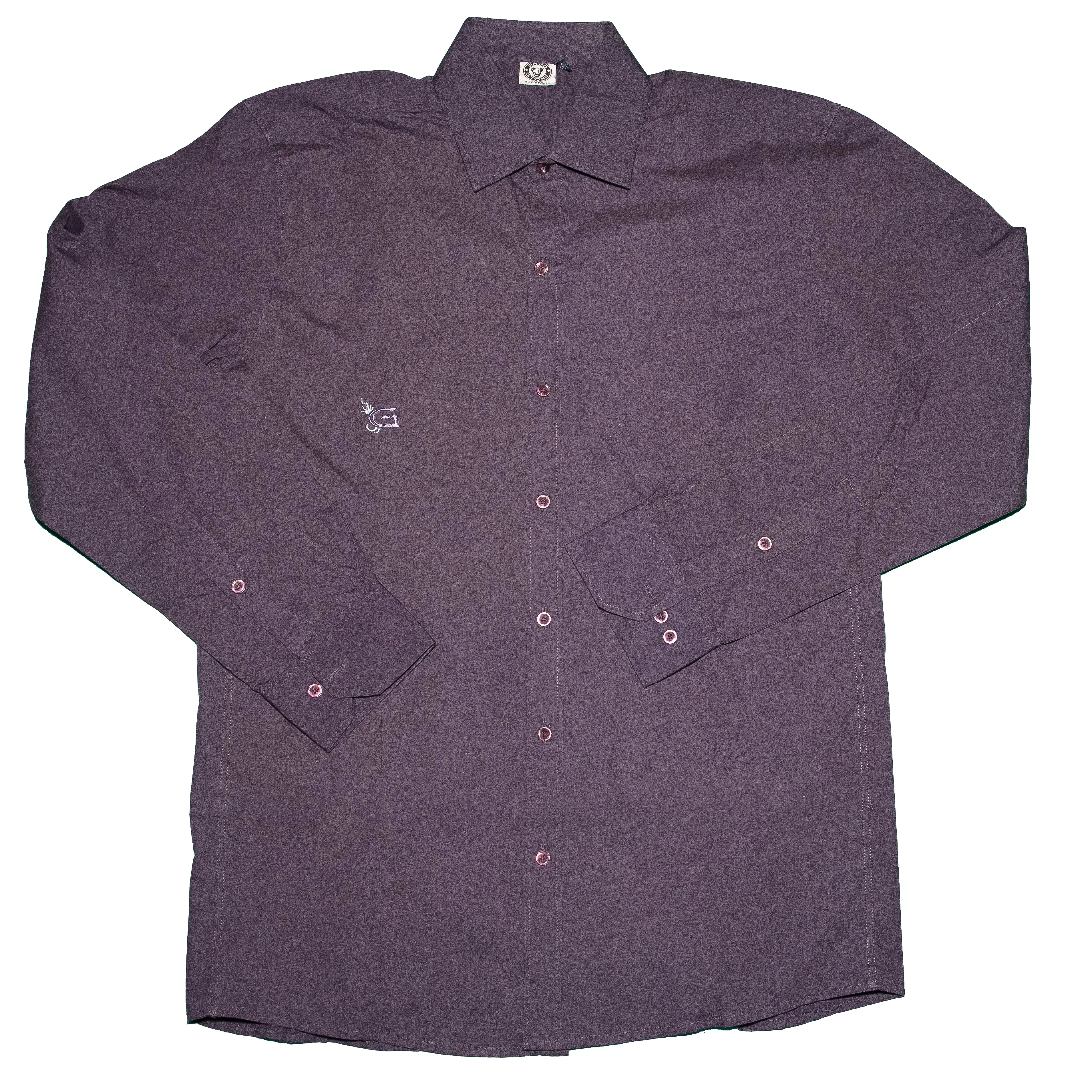 Men's Long Sleeve Button Down : Black, Brown, Purple