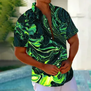 Men's Retro Abstract Art Gradient Print Short Sleeve Shirt