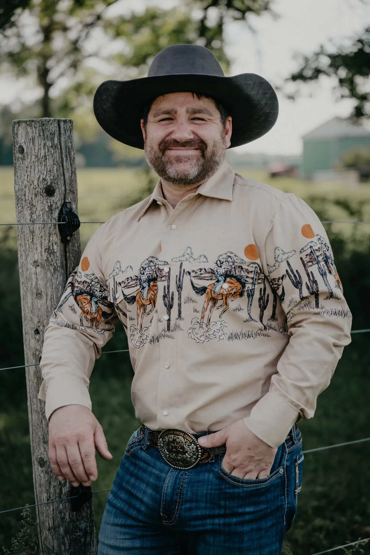 Men's Vintage Bronc Border Panhandle Pearl Snap (XS-M)