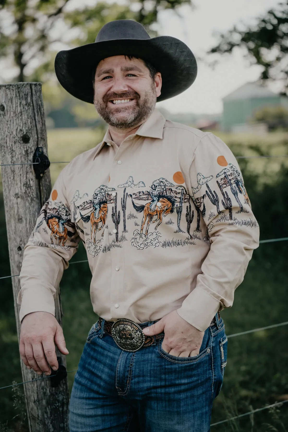Men's Vintage Bronc Border Panhandle Pearl Snap (XS-M)
