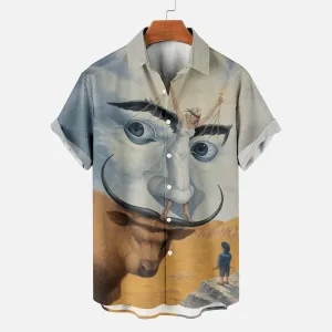 Men's Vintage Print Short Sleeve Shirt